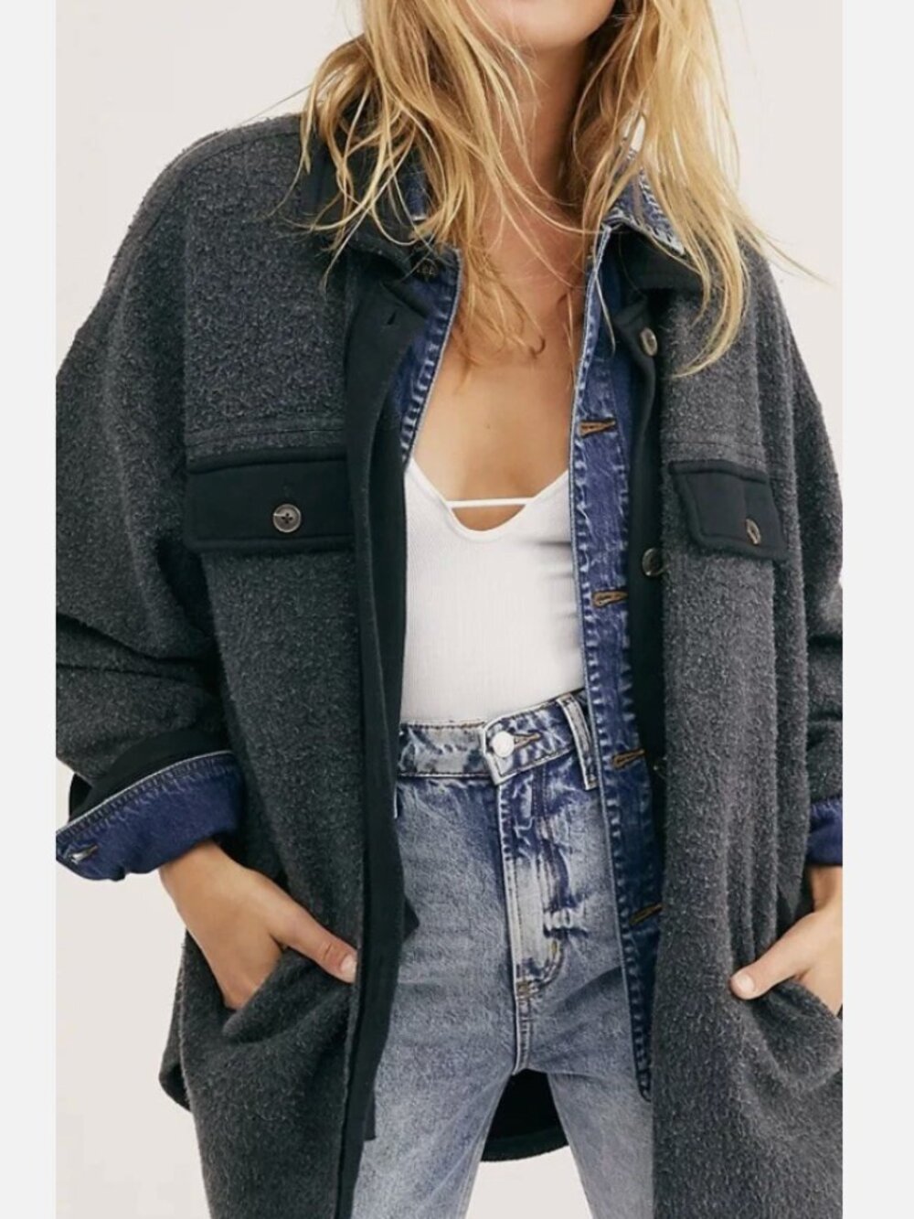 Free People Ruby Jacket – Charcoal Grey + Black – Size XS - Picture 2 of 6